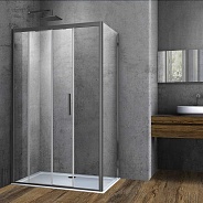 Душевой уголок Vincea Soft (VSR-3SO9011CLGM) 1100х900 мм, вороненая сталь, стекло прозрачное