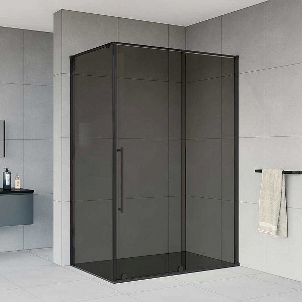 Душевой уголок Vincea Arno (VSR-1A9012CGB) 1200х900 мм, черный, стекло тонированное