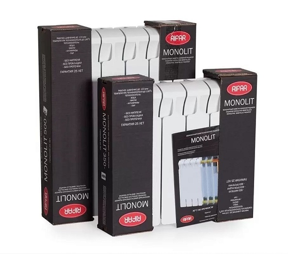 Биметаллический радиатор Rifar Monolit 350, 12 секций, боковое подключение