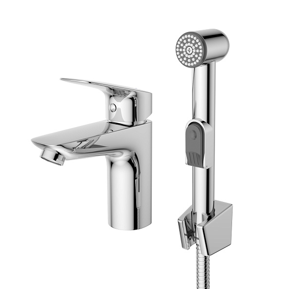 Смеситель для раковины с гигиеническим душем BelBagno Due, хром (DUE-LVM/HGN-CRM-W0)