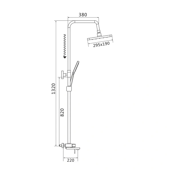 Душевая система Shevanik S8236T, оружейная сталь