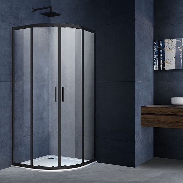 Душевой уголок Vincea Alpha (VSQ-3AL900CLB) 900х900 мм, черный, стекло прозрачное