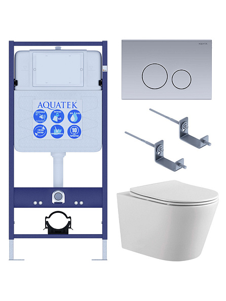 SET AQUATEK ВЕГА-1905-036 (рама AQUATEK Standard INS-0000012 с клавишей KDI-0000036 и крепежом KKI-0000002+унитаз ВЕГА AQ1905-00 с тонким сиденьем sc)