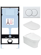 E21731RU-00 Унитаз c инсталляцией Aleo, сиденье тонкое микролифт, панель для двойного смыва, глянцевый белый (E36495-NF+E36496-00+EDAH132-0+E33127-0)