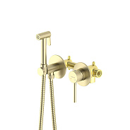 AQ1319BG ЕВРОПА комплект для гигиенического душа встроенный 2 отв. (смеситель + гигиеническая лейка + шланг), шлиф. золото