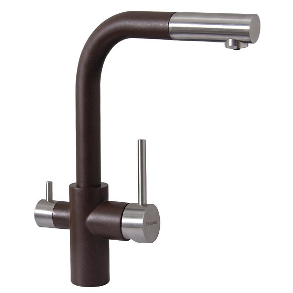 Смеситель для кухни с выдвижным изливом и подключением фильтра Florentina КРИСТАЛЛ 333.32H.2123.206, брауни