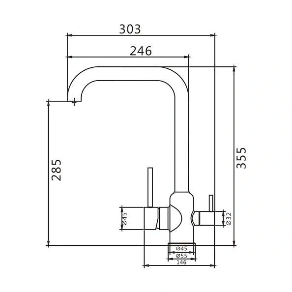 Смеситель для кухни с подключением фильтра Shevanik S268, хром