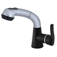 Смеситель для кухни с выдвижным изливом и режимом душ GranFest 3773, черный