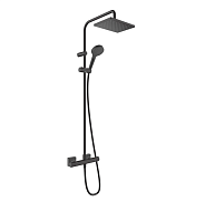 Душевая система Showerpipe 230 1jet с термостатом, EcoSmart Hansgrohe Vernis Shape 26097670, матовый черный