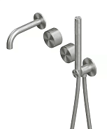Смеситель для ванны и душа Quadro design Stereo, сталь брашированная (16 69 AS)