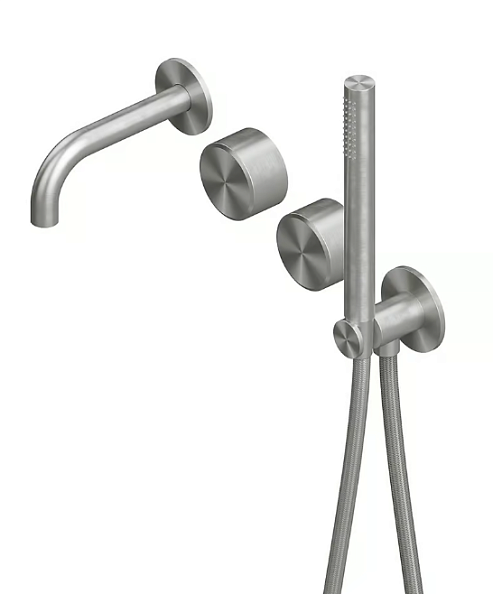 Смеситель для ванны и душа Quadro design Stereo, сталь брашированная (16 69 AS)