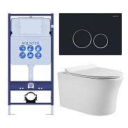 SET AQUATEK НИКА-020 4в1 (рама AQUATEK Standard INS-0000012+крепеж KKI-0000002+клавиша KDI-0000020+унитаз НИКА AQ2009-00 с тонким сиденьем soft-close)