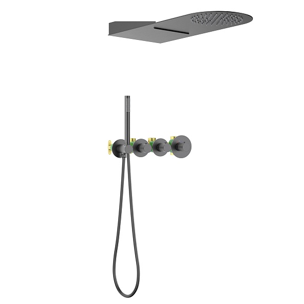 Душевая система встроенная с термостатом Timo Saona черное золото (SX-2350/18SM)