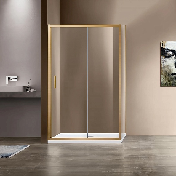 Душевой уголок Vincea Garda (VSR-1G8012CLG) 1200х800 мм, брашированное золото, стекло прозрачное