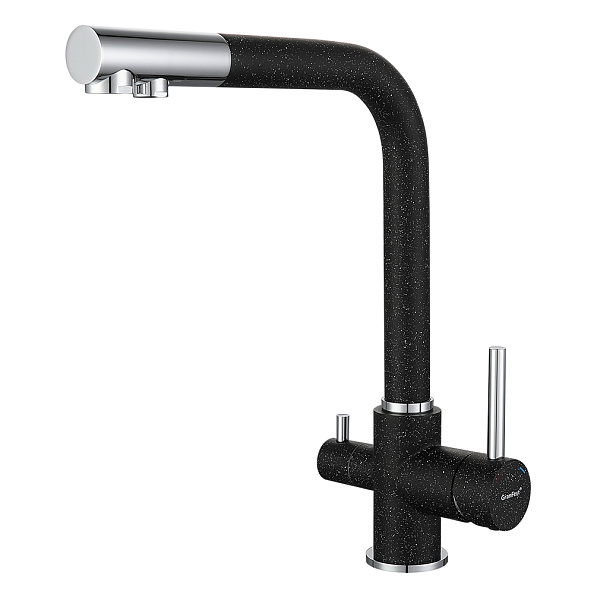 Смеситель для кухни с подключением фильтра GranFest 3611, черный