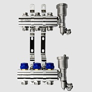 Комплект коллекторов Ридан FHF-4R 4 контура: с кронштейнами и торцевыми секциями с автоматическими воздухоотводчиками