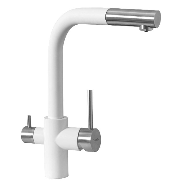 Смеситель для кухни с выдвижным изливом и подключением фильтра Florentina КРИСТАЛЛ 333.32H.2123.207, монблан