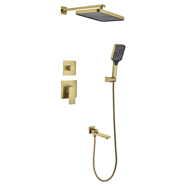 Душевая система встраиваемая Fmark FS8748-3C, матовое золото
