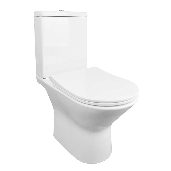 Унитаз-компакт Azario Fretta new 370х615х790 напольный, безободковый в комплекте с бачком и сиденьем полипропилен, микролифт (AZ-1223B)