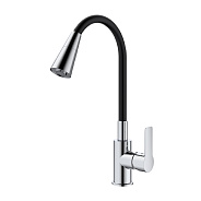 Смеситель Splenka S06.43 для кухни высокий гибкий поворотный излив, хром