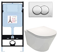 E21750RU-CP Унитаз c инсталляцией Rodin+ , сиденье тонкое микролифт, клавиша хром (E36495-NF+E36496-CP+EDY102+E23280)