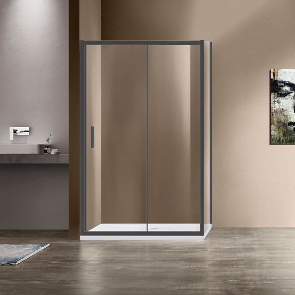 Душевой уголок Vincea Garda (VSR-1G9013CLGM) 1300х900 мм, вороненая сталь, стекло прозрачное