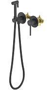AQ1319MB ЕВРОПА комплект для гигиенического душа встроенный 2 отв. (смеситель + гигиеническая лейка + шланг), матовый черный