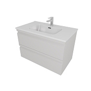 AQ77080-LG Комплект мебели: Тумба 80см ВЕГА с раковиной AQ0480-00, 2 ящика, цвет серый туман