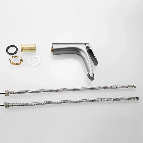 Смеситель для раковины Shevanik S8501T, оружейная сталь