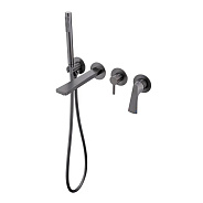 Смеситель Raglo R07.32.09 для ванны и душа встраиваемый излив монолитный 20 см, графит