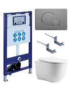 SET AQUATEK КЛАССИК cm-070 4в1 (рама AQUATEK INS-0000025 +крепление KKI-0000002 +кнопка KDI-0000070 +унитаз AQ1112-00 +тонкое сиденье с механиз)