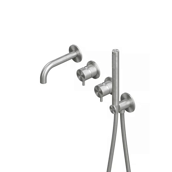 Смеситель для ванны и душа Quadro design Source, сталь шлифованная/брашированная (13 69.00 AS)