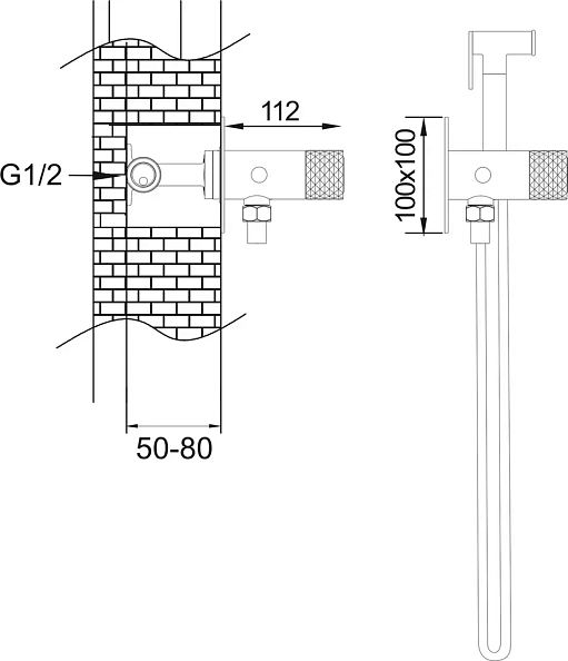 Гигиенический душ со смесителем Rose R225H, черный