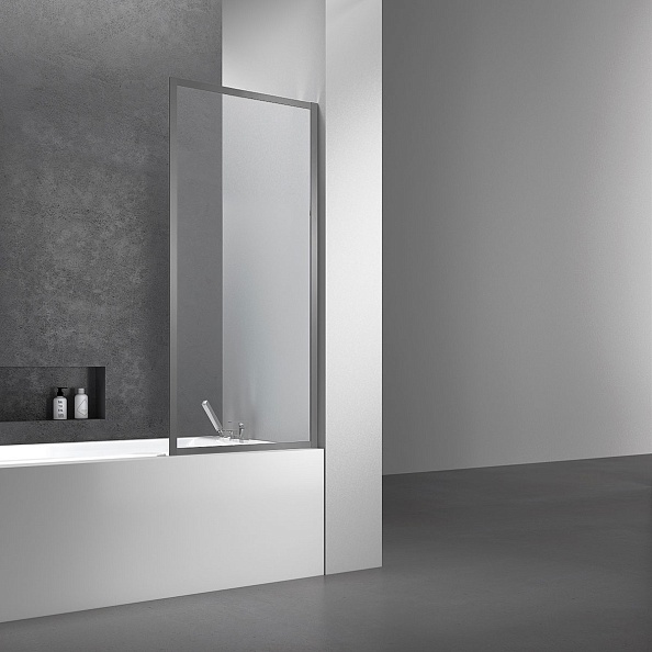 Стеклянная шторка на ванну Vincea 700х1400 мм, стекло прозрачное, каркас вороненая сталь (VSB-41700CLGM)