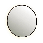 Зеркало Dreja SHINE 80х80 см, метал. рама, черный, беск. сенсор,  LED-подсветка, диммер
