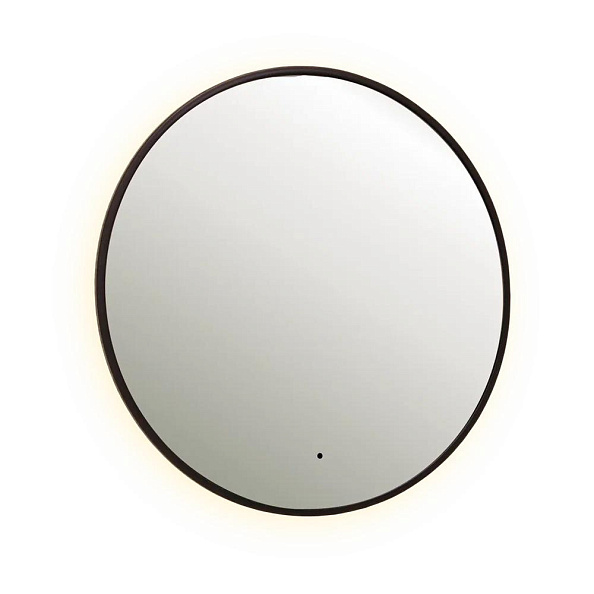 Зеркало Dreja SHINE 80х80 см, метал. рама, черный, беск. сенсор,  LED-подсветка, диммер