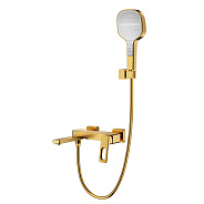 Смеситель Raglo для ванны и душа настенный излив поворотный 15 см, сатин золотой (R51.30.03)
