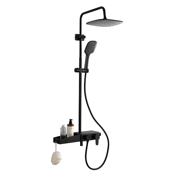 Душевая система AZARIO с поворотным изливом, керамический картридж, черный матовый (AZ-801-2B)