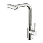 Смеситель Splenka S206.49.05 для кухни мультирежимный поворотный выдвижной излив, сатин