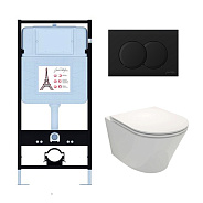 E21750RU-BL Унитаз c инсталляцией Rodin+, сиденье тонкое микролифт, панель для двойного смыва, матовый черный (E36495-NF+E36496-BL+EDY102+E23280)