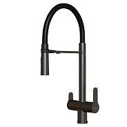 Смеситель для кухни 35k MIXLINE МЛНС-0401Г(MLSS-0401BL)черн.гиб.излив магнит,под.к фил,ЧЕРНЫЙ ГРАФИТ (556015)
