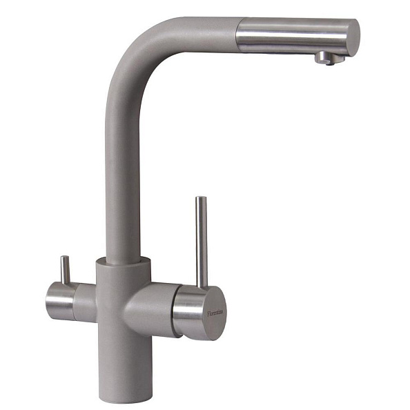 Смеситель для кухни с выдвижным изливом и подключением фильтра Florentina КРИСТАЛЛ 333.32H.2123.305, грей