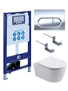 SET AQUATEK ЕВРОПА New-043 4в1 (рама AQUATEK INS-0000025 +крепление KKI-0000002 +кнопка KDI-0000043 +унитаз AQ1106L-00 +тонкое сиденье с механиз)