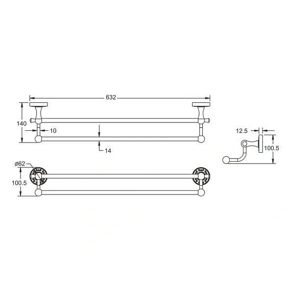 Полотенцедержатель Rose RG1027Q, бронза