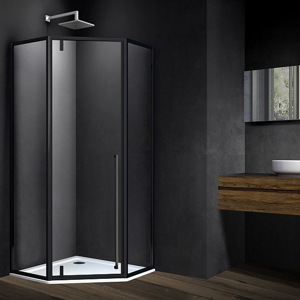 Душевой уголок Vincea Penta (VSP-3P100CLB) 1000х1000 мм, черный, стекло прозрачное