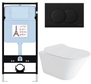 E28079RU-BL Унитаз c инсталляцией Vive, сиденье тонкое микролифт, панель для двойного смыва, матовый черный (E36495-NF+E36496-BL+E28078+28781IN-0)