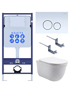 Set AQUATEK КЛАССИК (рама AQUATEK Standard INS-0000012 с звукоиз.прокладкой+крепеж KKI-0000002+кнопкаKDI-0000015+унитаз КЛАССИК AQ1111-00 с крышкой