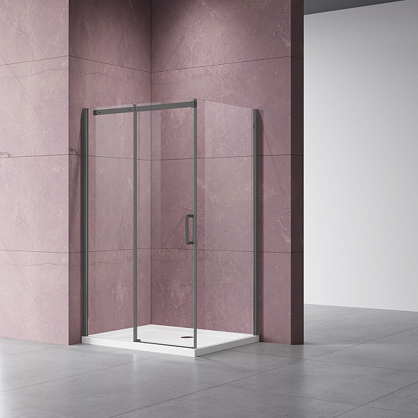Душевой уголок Vincea Dice (VSR-4D9015CLGM) 1500х900 мм, вороненая сталь, стекло прозрачное