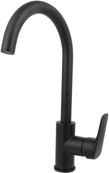 Смеситель для кухни AQUATEK ВЕГА AQ1082MB, полукруглый излив, матовый черный