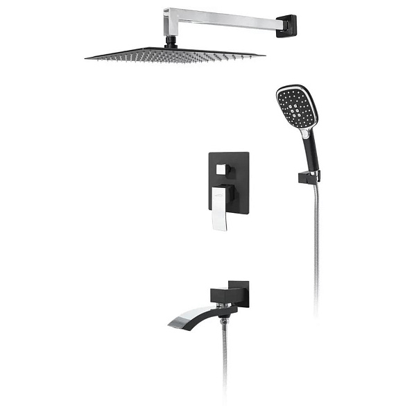 Душевая система встраиваемая Hansberge H6077BC, черный/хром